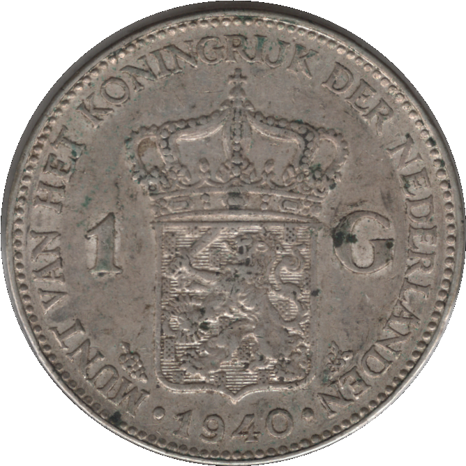 1940 Netherlands 1 Gulden Silver Coin (KM# 161)