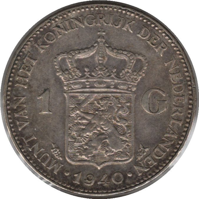 1940 Netherlands 1 Gulden Silver Coin (KM# 161)