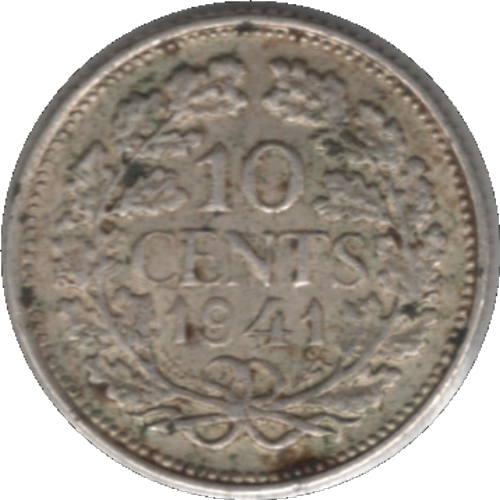1941 Netherlands 10 Cents Silver Coin (KM# 163, Schn# 43)