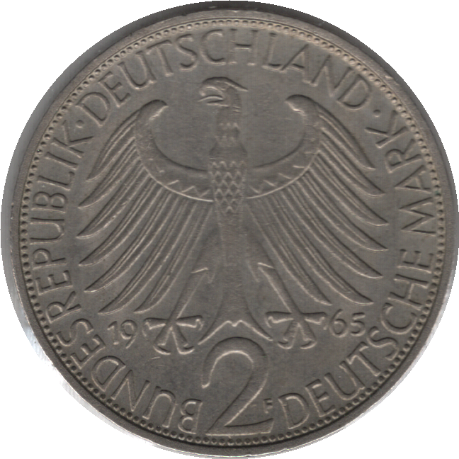 Germany, Federal Republic 1965D 2 Deutsche Mark Coin (KM# 116, Schn# 115)