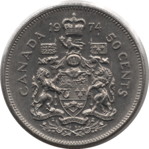 1974 Canada 50 Cents Coin (KM# 75.1, KM# 75.3, Schn# 65)