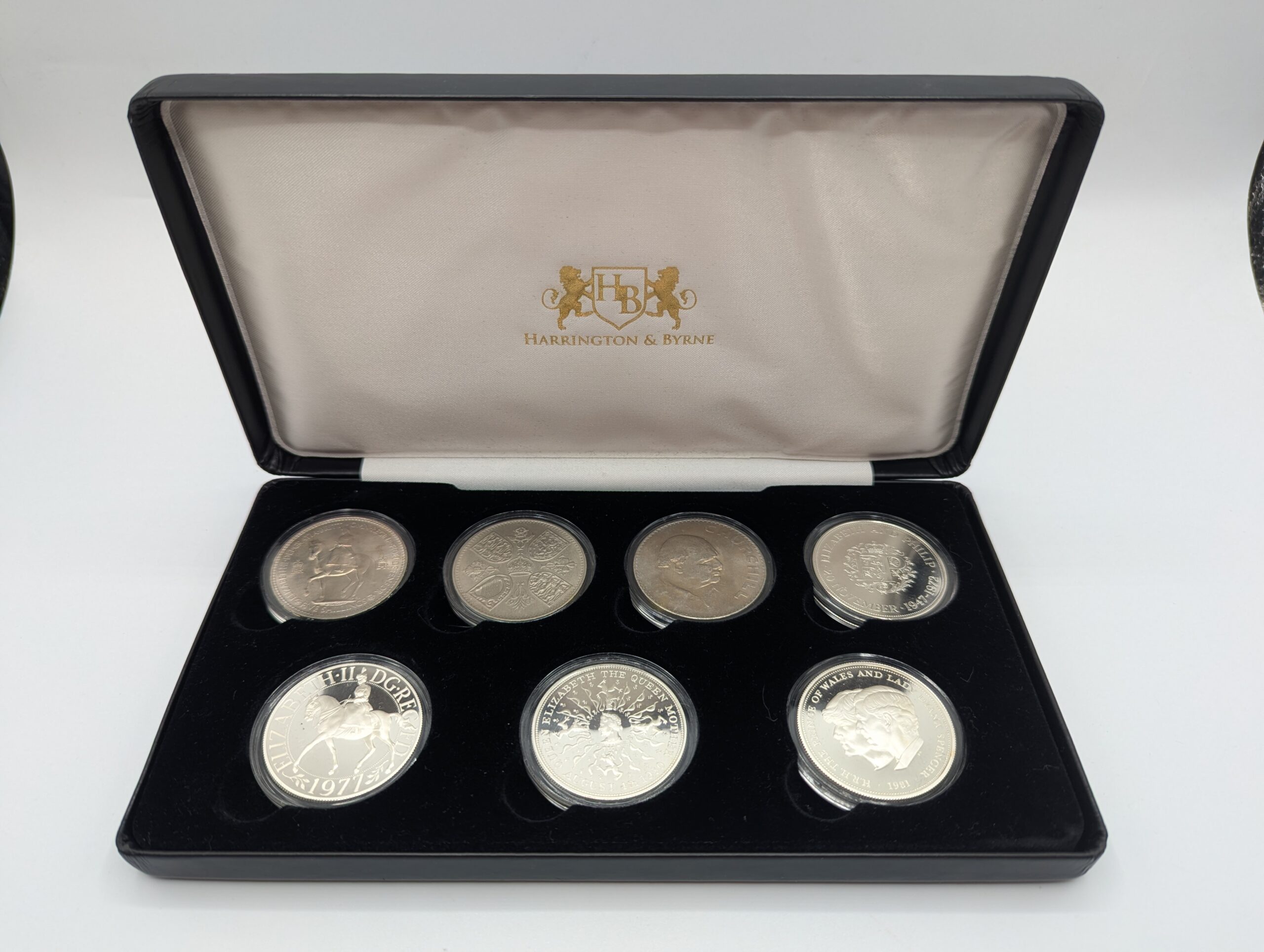 Queen Elizabeth II Commemorative Silver Crown Collection – 7-Coin Boxed Set (4 Silver Proofs)