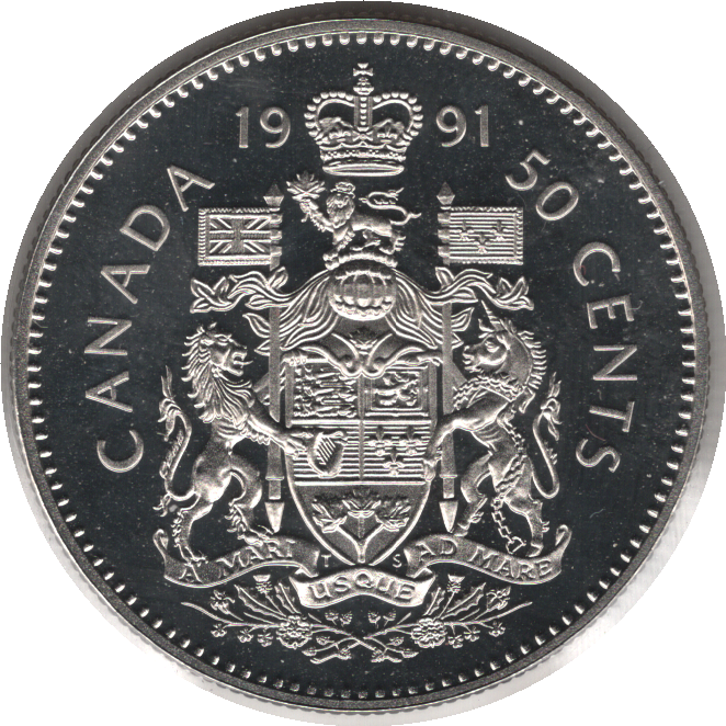 1991 Canada 50 Cents Coin, Proof (KM# 185, Schn# 167)