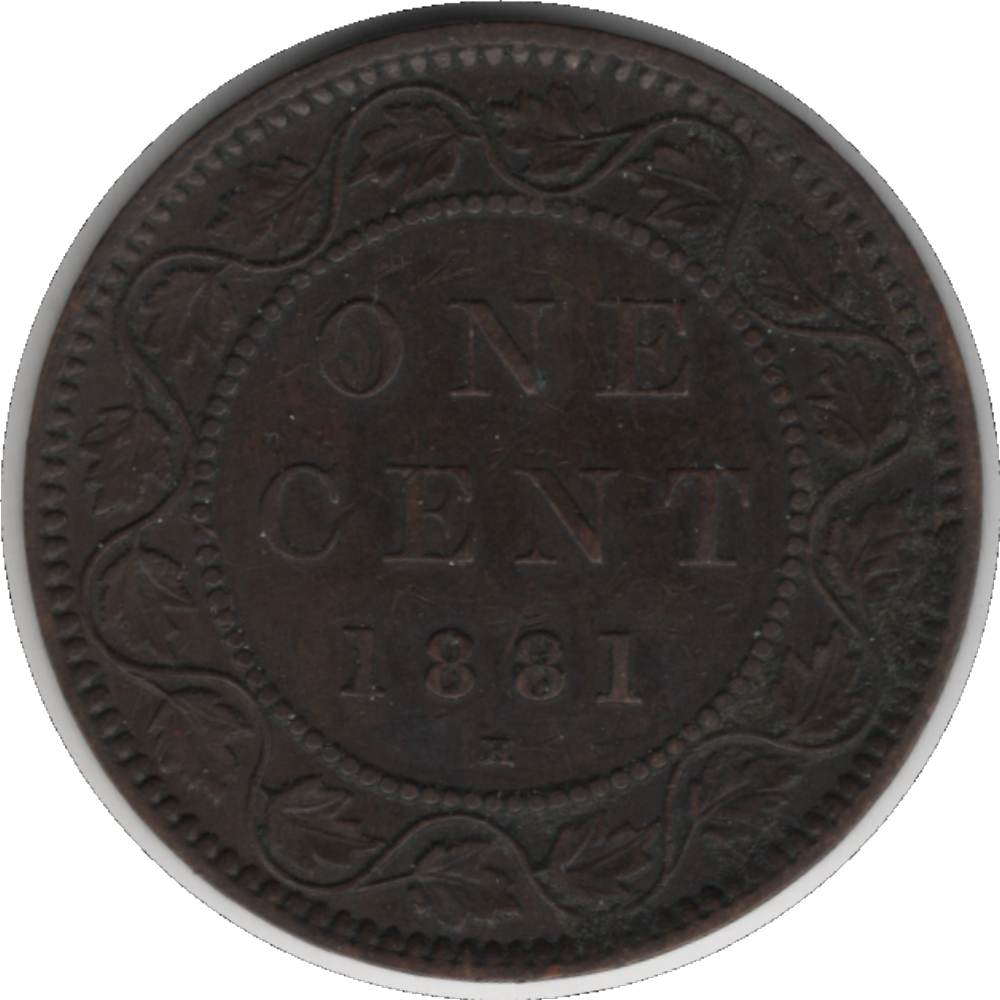 1881H Obv. 1a/1 Canada 1 Cent Coin (KM#7, Schön#5)