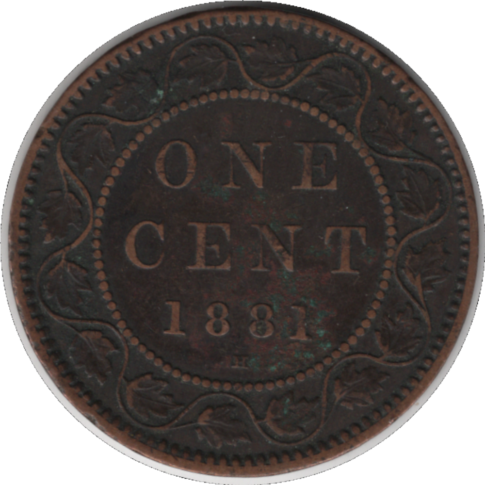 1881H Canada 1 Cent Coin, Double Punch 'N' (KM#7, Schön#5)