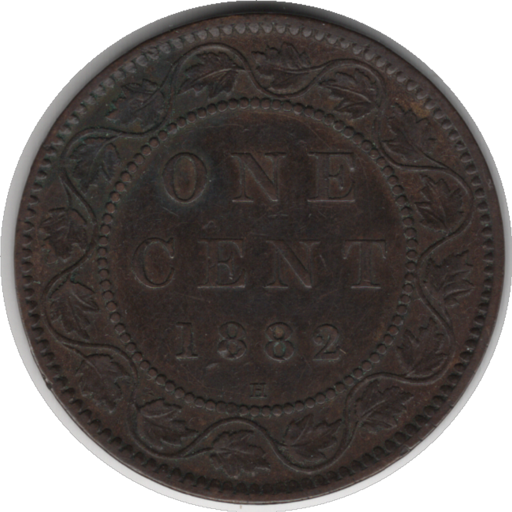 1882H Obv. 2 Canada 1 Cent Coin (KM#7, Schön#5)