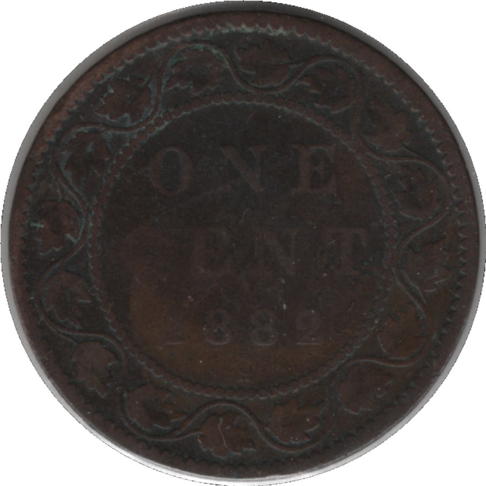 1882H Obv. 2 Canada 1 Cent Coin (KM#7, Schön#5)