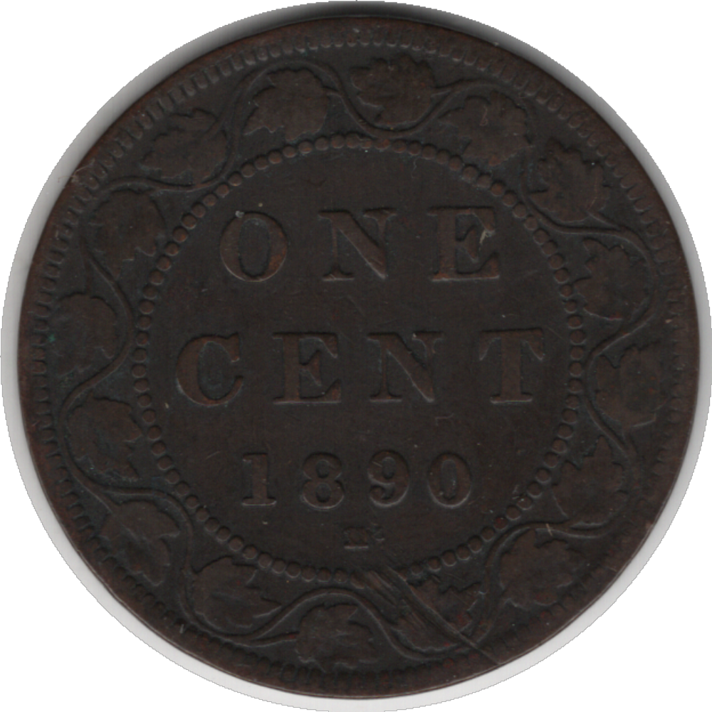 1890 Canada 1 Cent Coin, Repunched 'I' (KM#7, Schön#5)