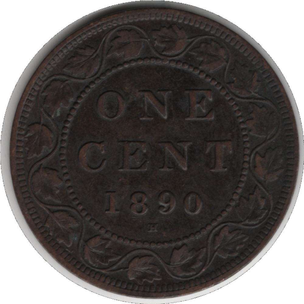 1890H Canada 1 Cent Coin, Flying, Repunched 'I' (KM#7, Schön#5)